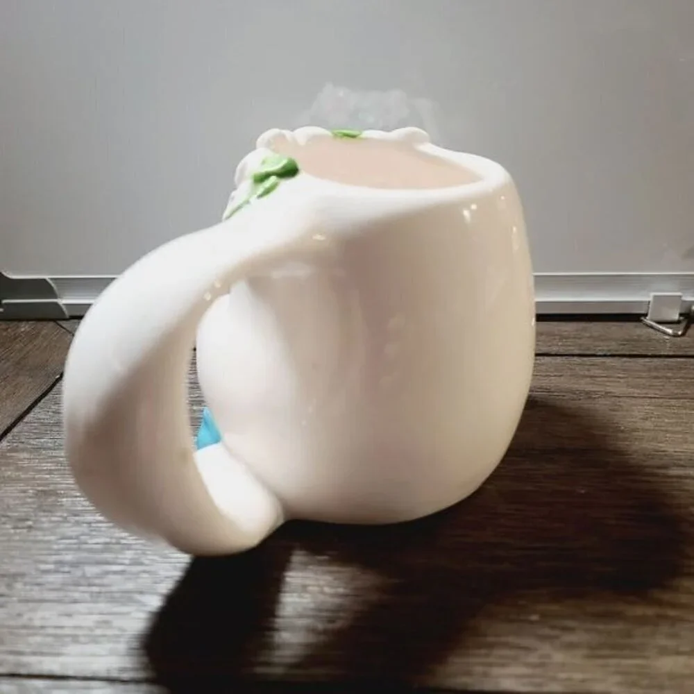 Vintage Anthropomorphic Ceramic White Bunny Easter Spring Mug
